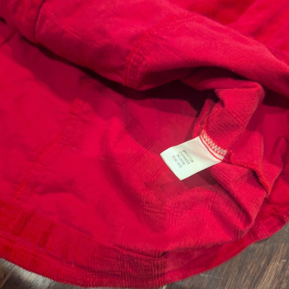 Vintage CJ Banks Red Check Plaid Button Up Corduroy Shacket Women 1X Jacket - Picture 4 of 6